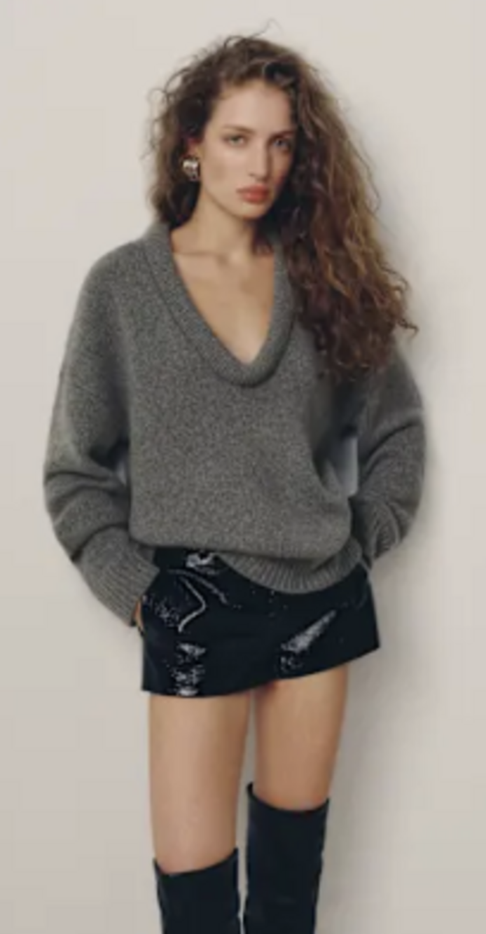 Reformation Jonie Cashmere Oversized Scoop Neck Grey - Size M